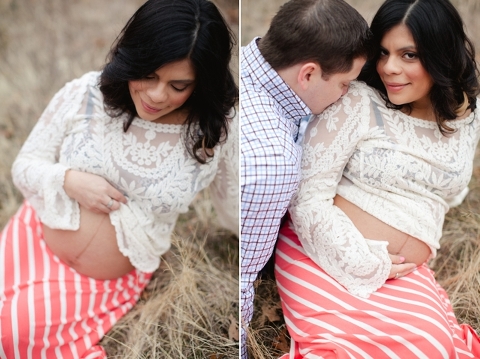 maternity photos in pastel colors and lace