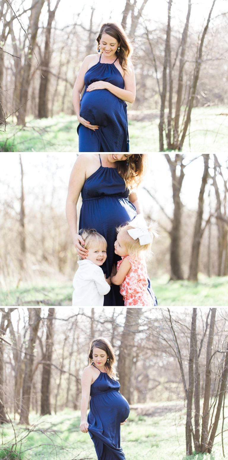 outdoor maternity session with blue maxi dress