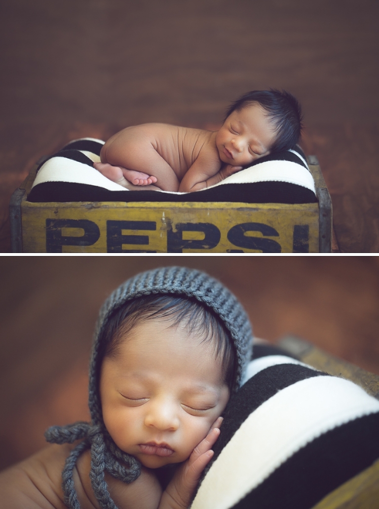 newborn session with black and white